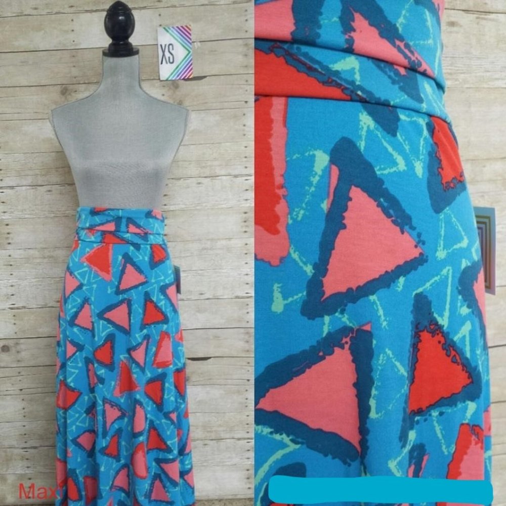 NWT LuLaRoe Maxi Skirt/Dress XS - Blue, Orange & Green Print